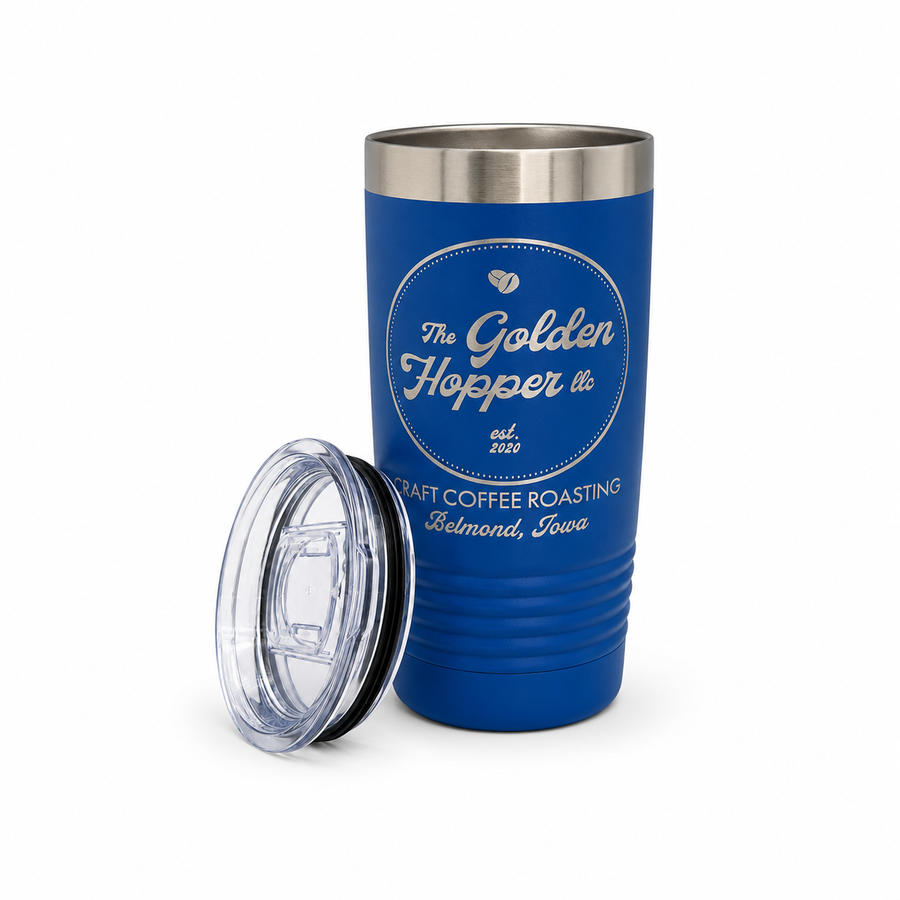 The Golden Hopper insulated coffee tumbler