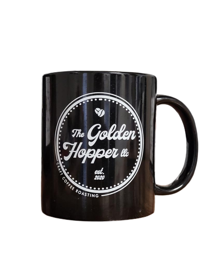 The Golden Hopper ceramic coffee mug